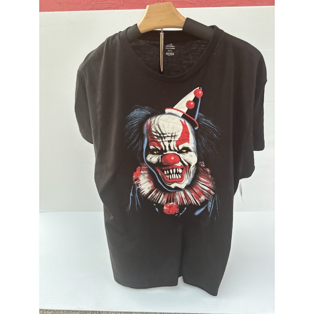 Celebrate Halloween Shirt Men's XL Black Graphic Scary Clown‎
